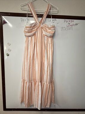 Lost + Wander White and Peach Striped Maxi Dress